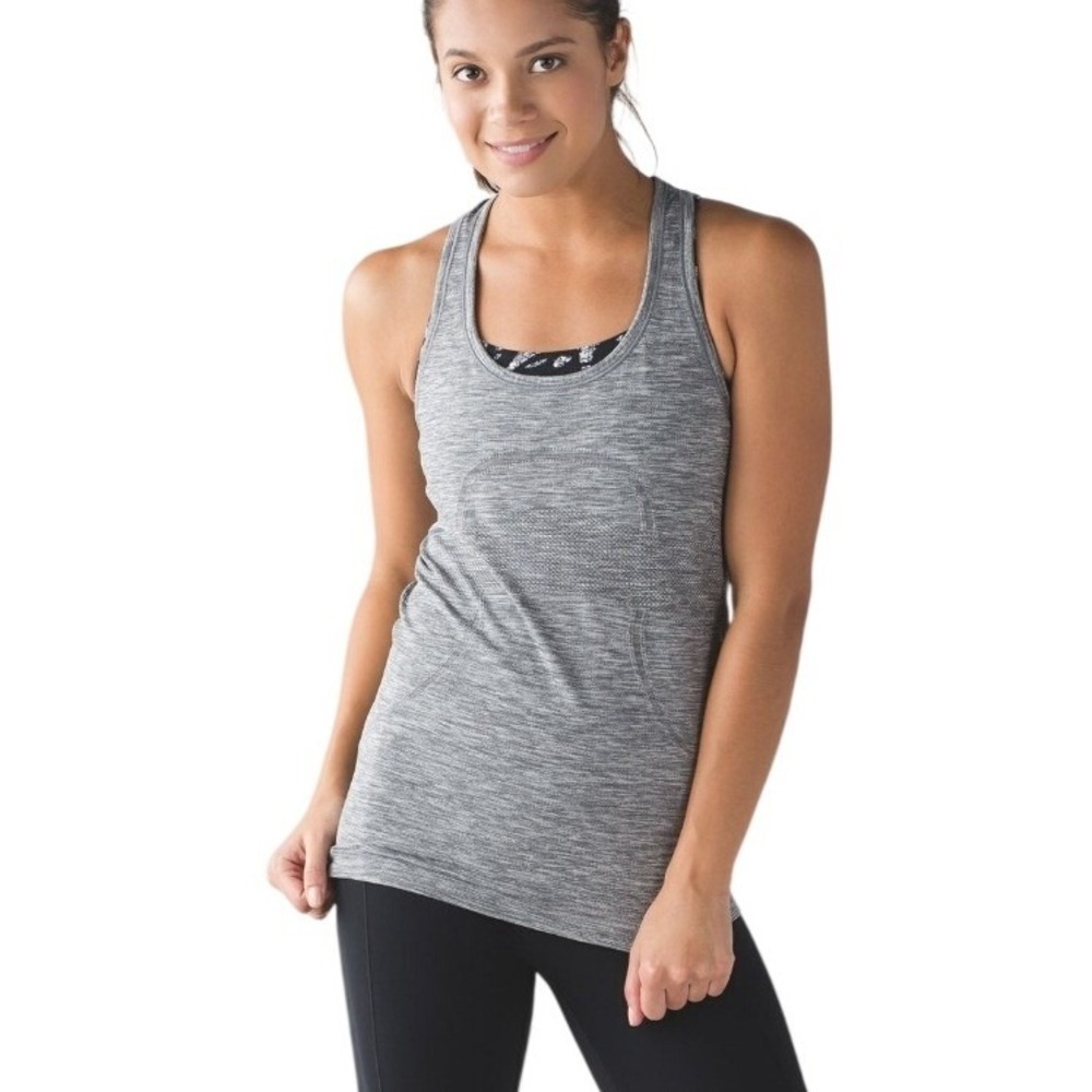 Lululemon Swiftly Tech Racerback Tank Top Heathered Grey Womens 8 Running